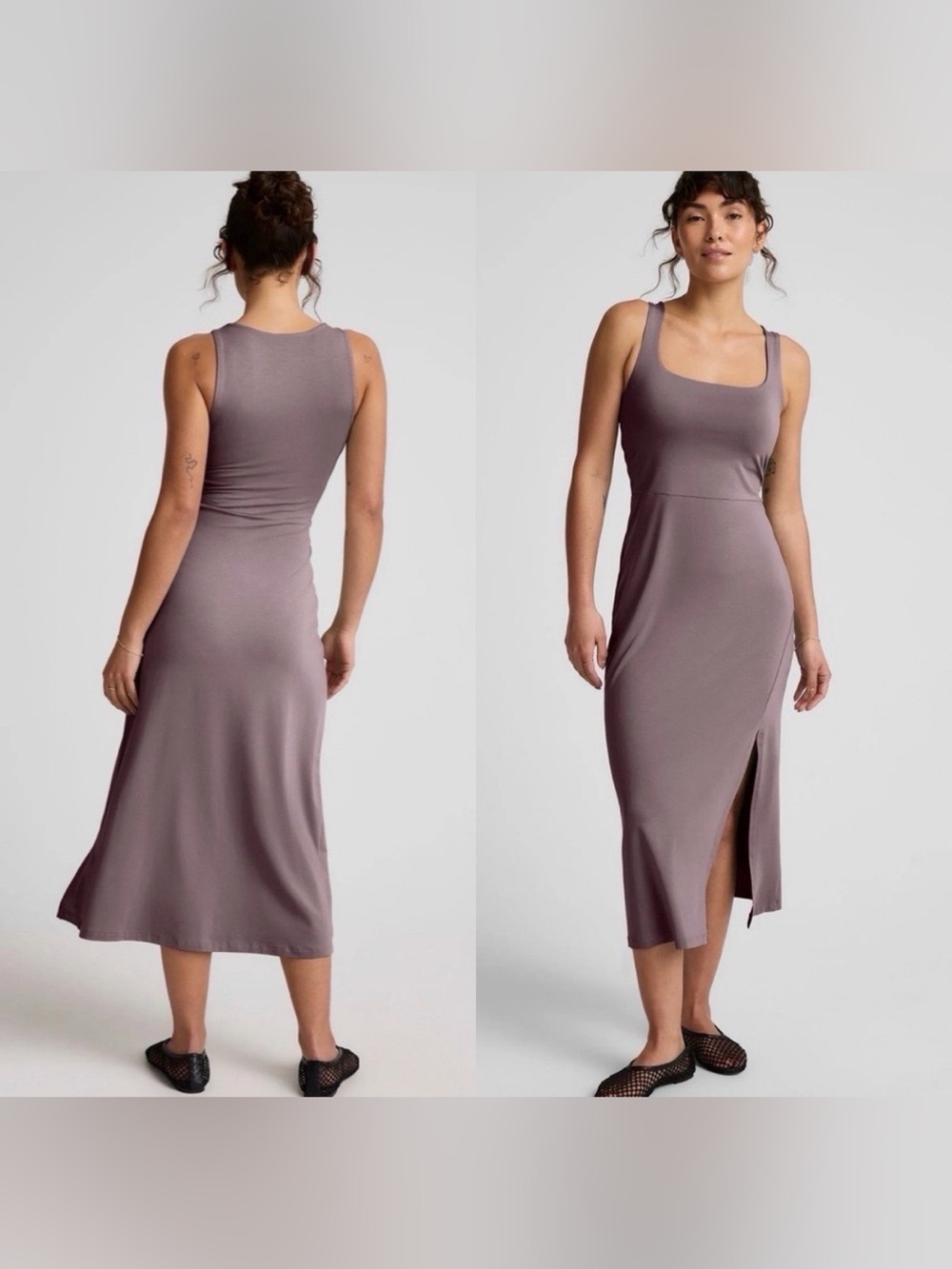 Beyond Yoga Square-Neck Midi Body con Dress NWT